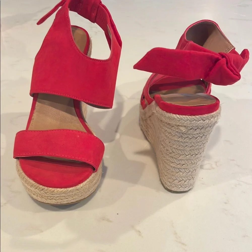 Moda Spana Red Woven Wedge Sandals Size 5.5